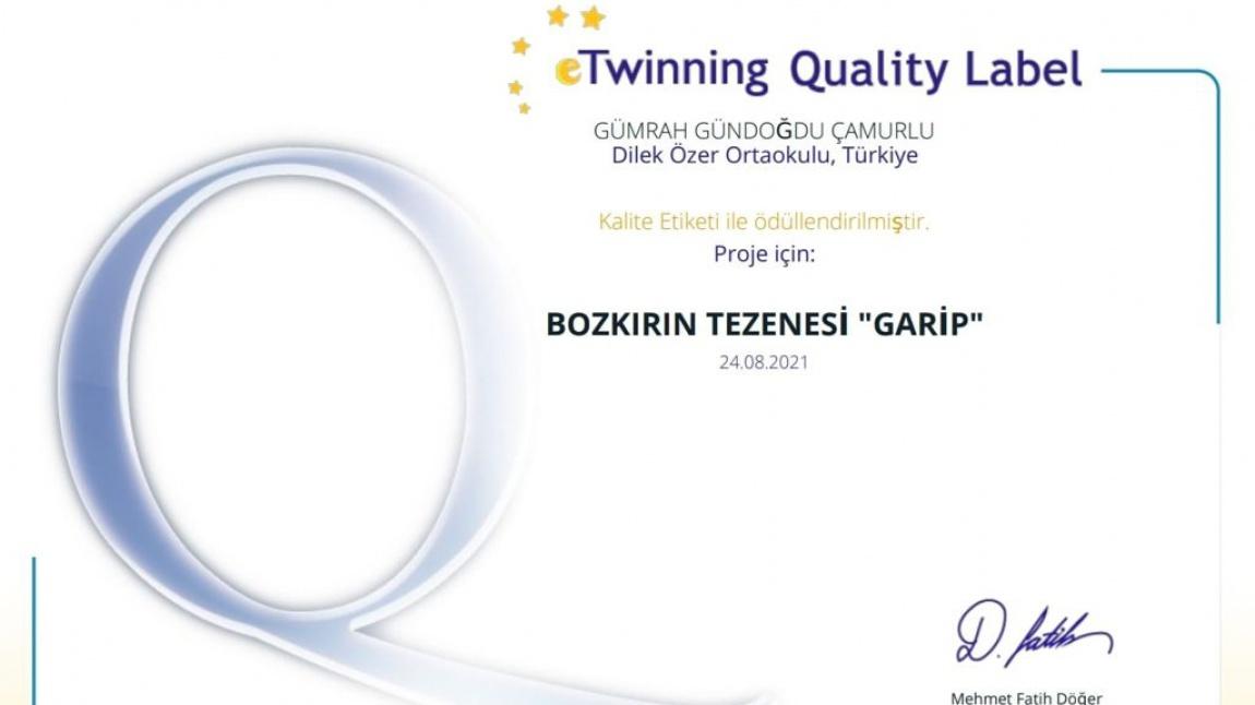  BOZKIRIN TEZENESİ ''GARİP '' & NEŞET ERTAŞ Projemiz Kalite Etiketi ile Ödüllendirildi